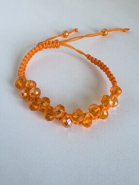 Handmade Orange Crystal Macrame Bracelet Adjustable Boho Friendship Bracelet